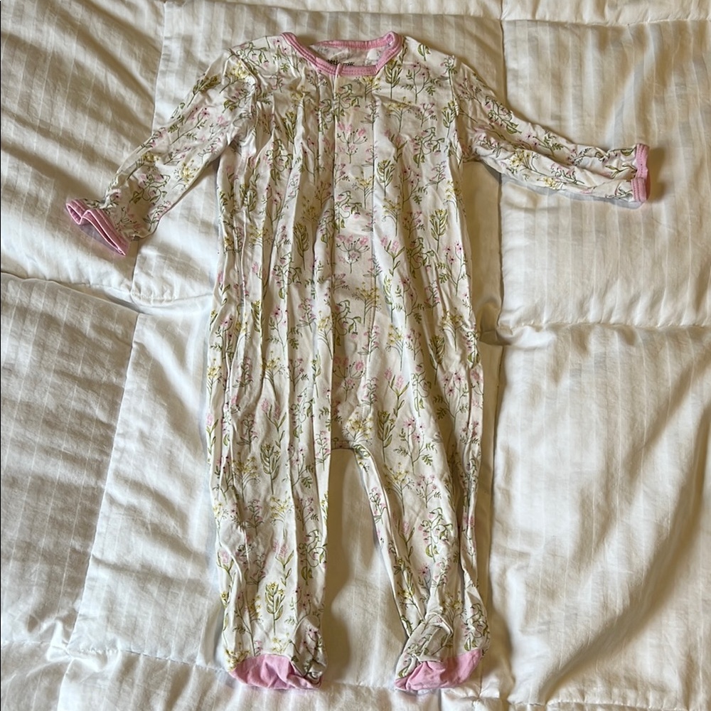 Floral Kids Pajamas with Pink Accents